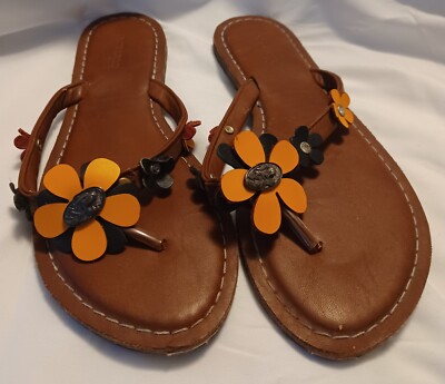 Living Legacy Sandals Floral Flip Flop Womens Size 9 Removable Big Cat Flower