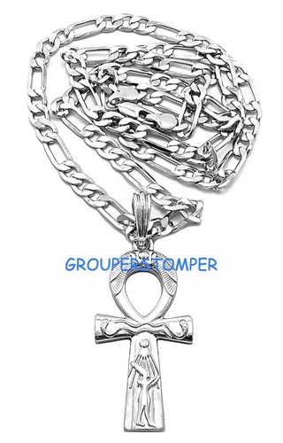 Ankh Nuevo Collar Colgante Egipcio con Cadena Figaro de 24 Pulgadas de Largo - Imagen 7 de 13