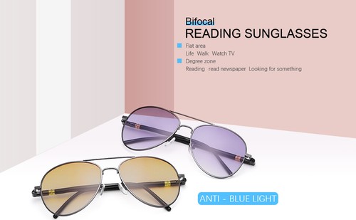 Fashion Bifocal Reading Glasses Tinted Sunglasses Metal Spring Hinge Sun Readers - Bild 17 von 25