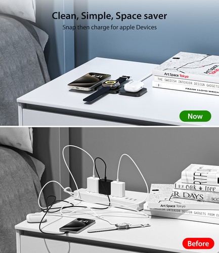 Magsafe Wireless Charger Dock 3 in 1 Charging Station For iPhone iWatch Airpods - Picture 11 of 17