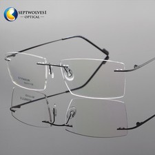 Unisex  -Titanium Rimless Nearsighted Eyeglasses Negative Diopter Eyewear UV400