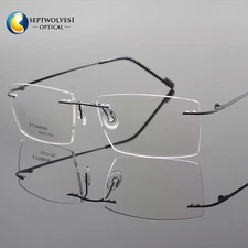 Men's β-Titanium Rimless Reading Glasses UV400 Coating Lens Reader +0.00 ~+5.00