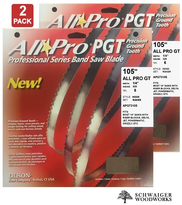 Olson All-Pro Band Saw Blades 105'' inch x 1/4'', 6 TPI, Delta, JET, Powermatic  
