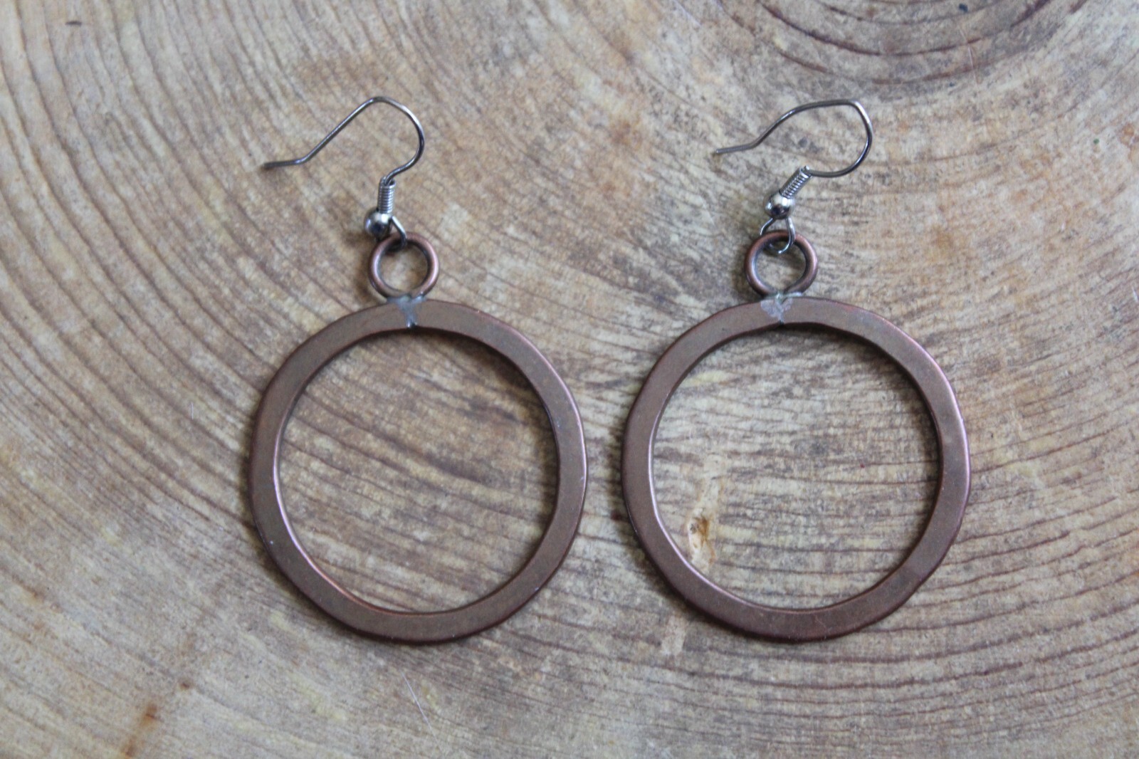 Copper Open Circle dangle Earrings - image 1