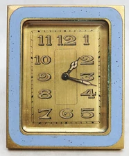 AUDEMARS PIQUET BLUE ENAMELED KEY WIND 2.25" DESK CLOCK