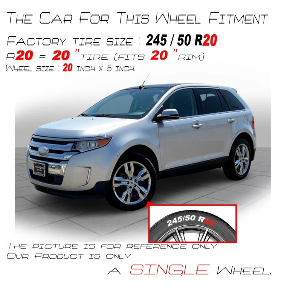 Llanta de repuesto cromada 3847 para Ford Edge diseño OEM 20" 20x8 2011-2014 Foto 2 de 4