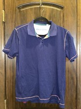 ROBERT GRAHAM Polo Shirt Men size Medium Blue Stitching Seams