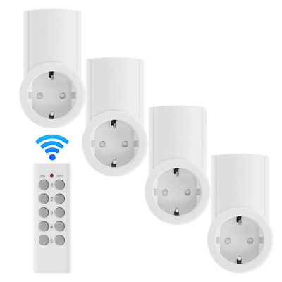 Funksteckdosen Set Funk Starterkit mit 4x Steckdose und 1x Fernbedienung bis 30m
