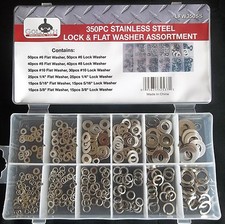 350pc GOLIATH INDUSTRIAL STAINLESS STEEL LOCK & FLAT WASHER ASSORTMENT NUTS BOLT