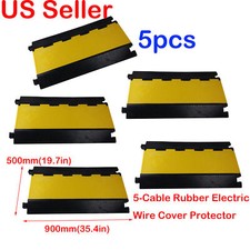 5PCS 5-Cable Rubber Electrical Wire Protector Wire Cover Ramp Snake Cord Vehicle