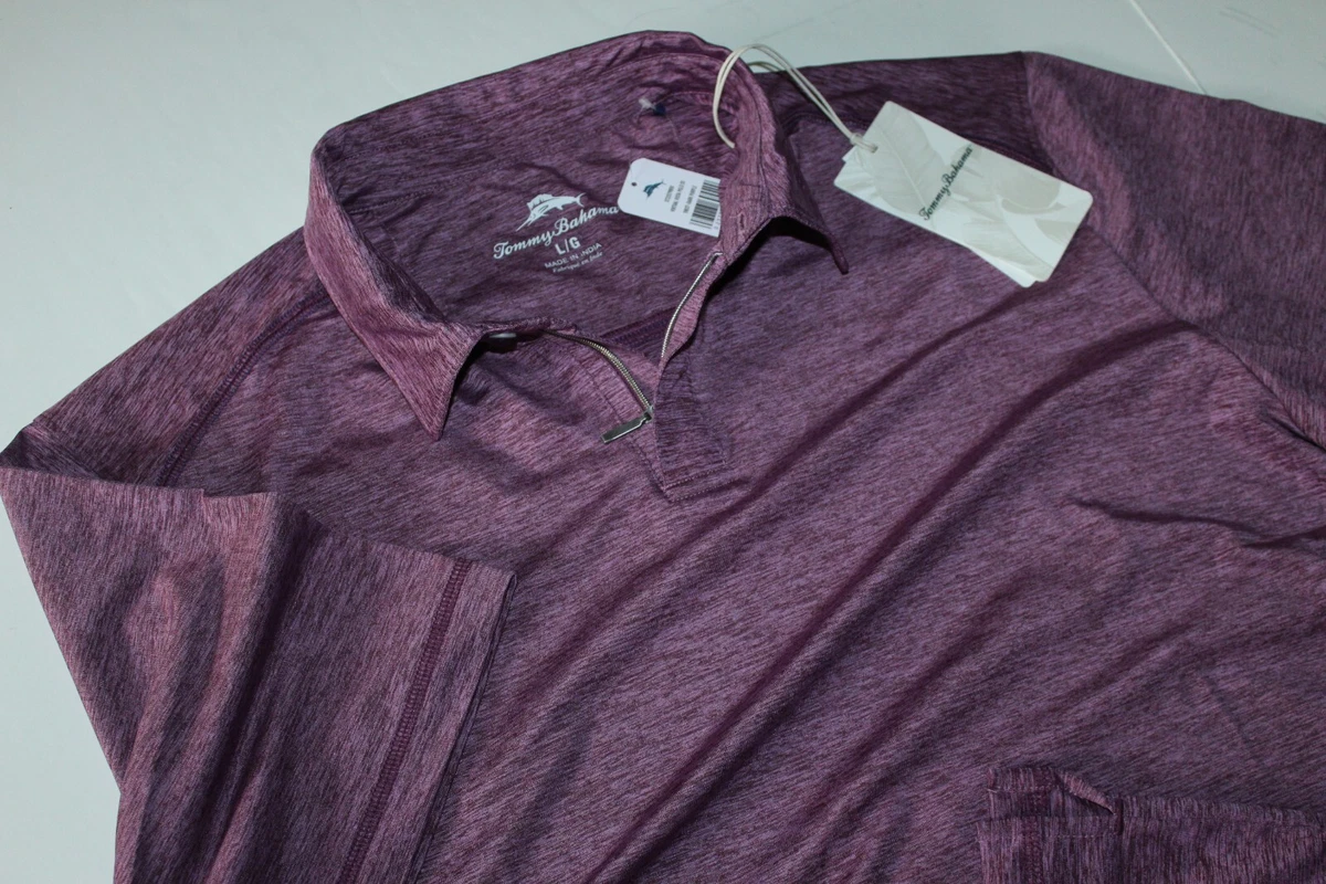 Tommy Bahama Polo Shirt Virtual Vista Zip Solid Performance Dark