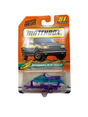 1999 Matchbox Series 11 Beach Watercraft With Trailer #51 Purple Teal Jet ski 