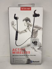 Active Wireless Earbuds Black W / In Line Mic, Bluetooth. Free Shipping