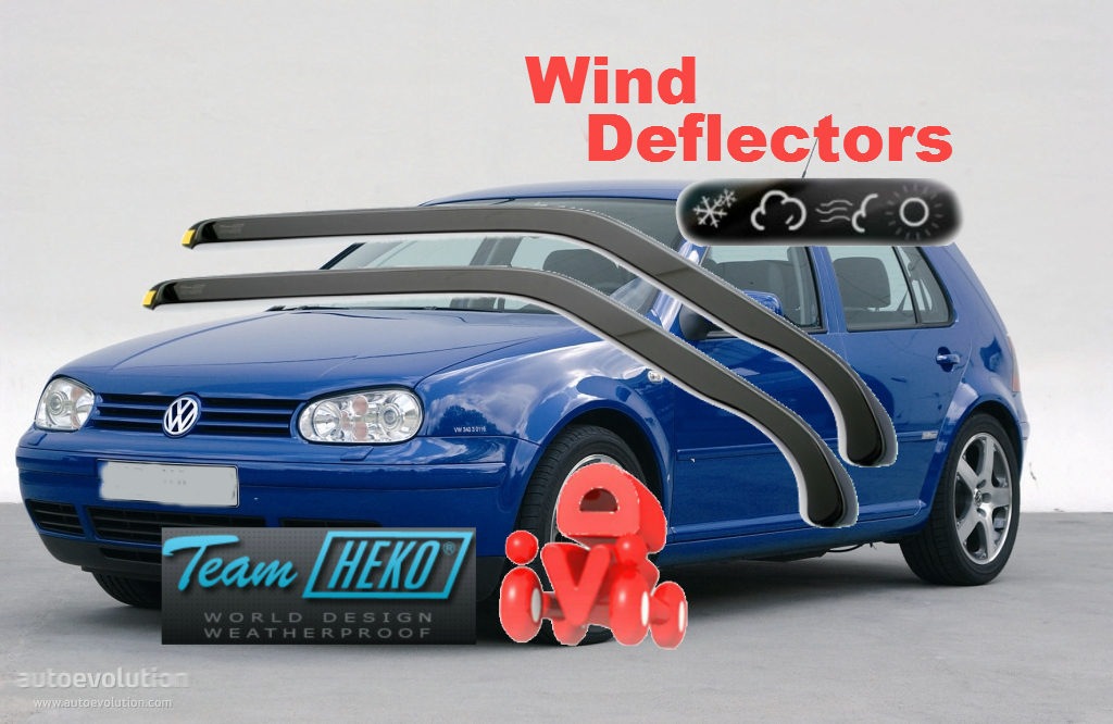 Wind deflectors for VW GOLF MK4 IV 1997 2004 5D 2.pc HEKO 31125 FRONT
