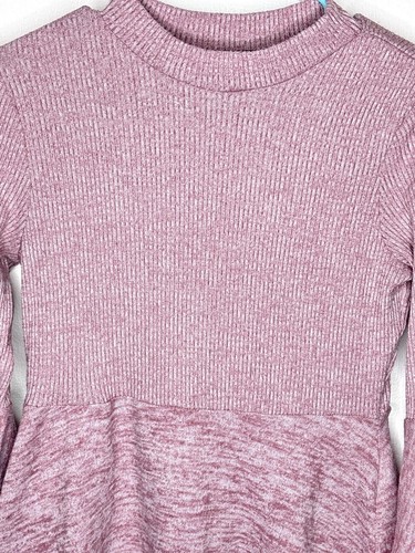 Sequin Hearts Ribbed Knit Dress Girl Size 16 Burgundy Mock Neck Long Bell Sleeve - Picture 3 of 4
