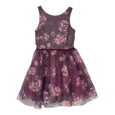 Zenzi Girls Sleeveless Sparkle Party Dress Burgundy Floral Size L(10/12)