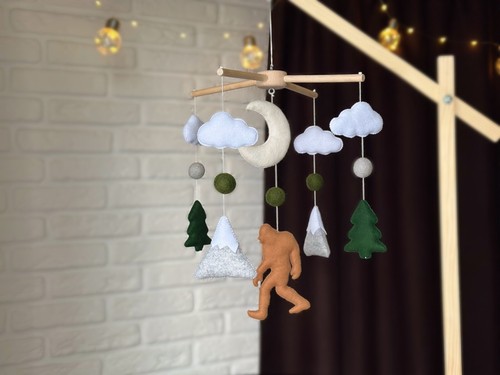 Baby mobile Bigfoot Sasquatch Nursery mobile Woodland Mountain Mobile baby