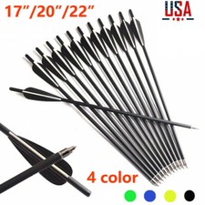 12Pcs 17"/20"/22" Crossbow Bolts Hunting Carbon Arrows OD 8.8mm Half Moon Nocks
