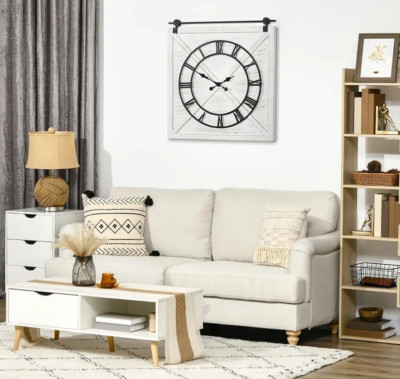 Große rustikale Bauernhaus quadratische Scheunentor Design Uhr - 74,5 cm quadratisch