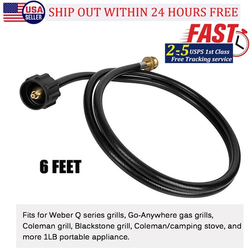 6 Feet QCC Propane Adapter Hose 1 lb to 20 lb Converter for Weber Q Gas Grill - Afbeelding 1 van 9