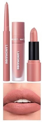 LANGMANNI 3 in 1 Matte Velvet Lipstick Set-Lip Liner, Lip Gloss & Lipstick Combo - 第 1/3 張圖片
