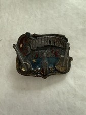 Vtg Great American Belt Buckle Co Country Music metal belt buckle colored USA