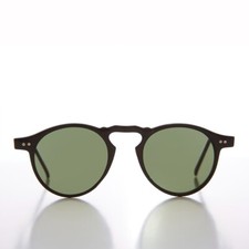 Black Small Round 50s Retro Vintage Sunglass Green Lens - Penn