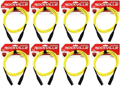 8 Rockville RCXFM6P-Y Yellow 6' Female to Male REAN XLR Mic Cable 100% Copper