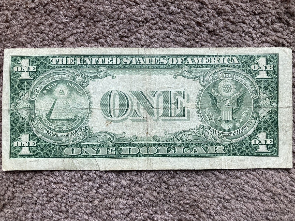 1) US $1 One Dollar Bill - Silver Certificate- Series 1935- Bue