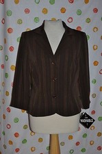 D By Ltd Womens 11/12 Brown Pinstripe Blazer Jacket Cute Nwt Career