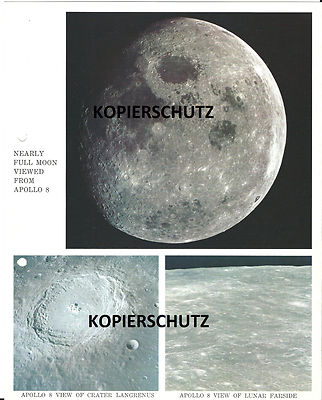 NASA ORIGINALFOTO VOLLMOND v. APOLLO 8 GESEHEN  KRATER LANGRENUS MOND OBERFLÄCHE