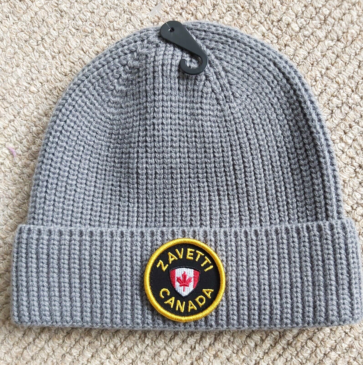 New ZAVETTI CANADA Grey Cuff BEANIE Hat Toque Knitted Adult OSFA Tags shelf3