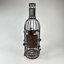 Epic Decorative Cork Holder Oil Rubbed Metal Wine Bottle W/ Colorful Marbles 14”