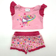 Build A Bear Hello Kitty Pink Star Rainbow Pajamas PJs Sanrio Sleep Set - READ
