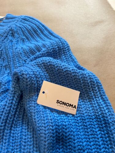 Blue Sonoma Size Large Woman's Long Sleeve Cable Knit Sweater Pullover Top - Picture 3 of 3