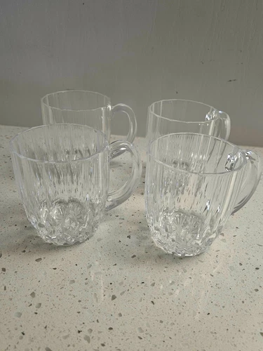 Cristal D'Arques-Durand Crystal Bretagne 4Pc Vintage 3 3/4" Mugs 1990-1996