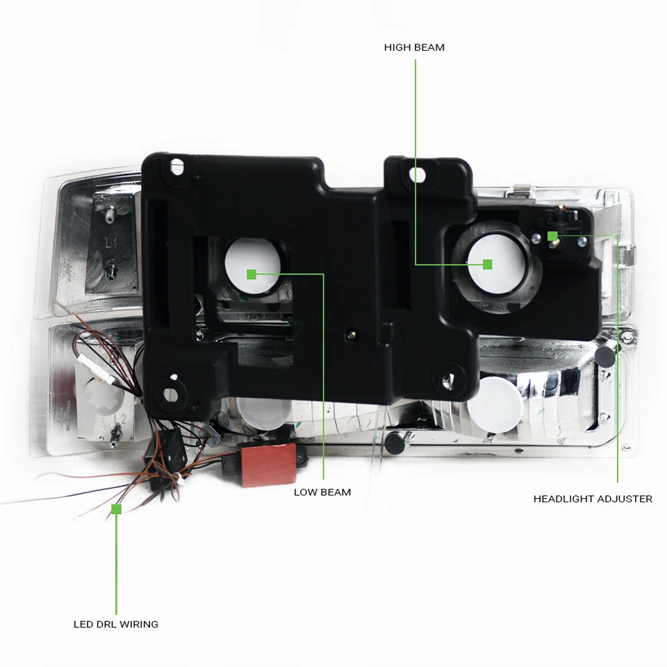 Topline For 1994-2000 Chevy C10 C/K LED Strip Headlights+Corner+Bumper Am Chrome Foto 4 de 4