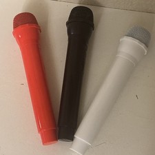 3 Pack Realistic Fake Microphone Prop for Karaoke, Red Black And White.