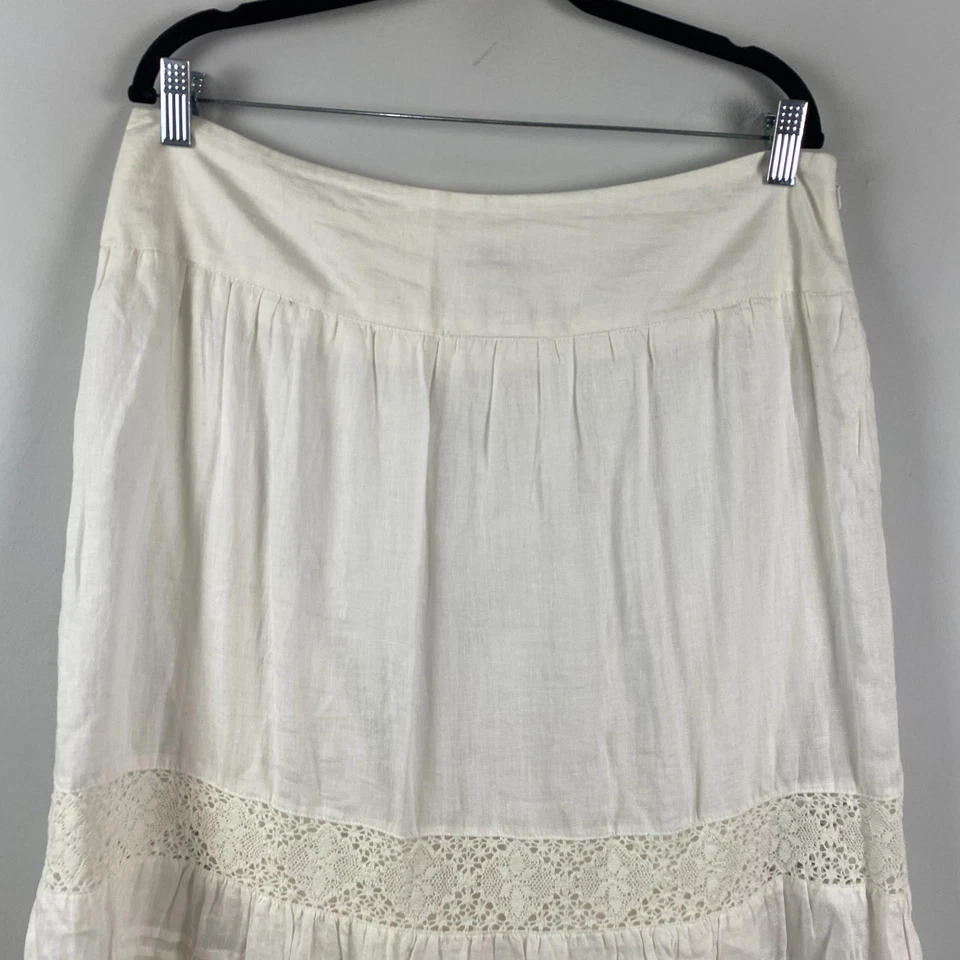 Maxi Falda J. Jill Lino Encaje Talla 14P Blanca Cremallera Lateral Forrada en Algodón Foto 2 de 4