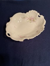 Vintage Weimar Germany Welmar Candy Dish Trinket Bowl Floral Design Gold Trim