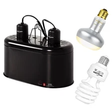 REPTI ZOO Reptile Heat Lamp Combo Pack with Dual Reptile Light Fixt... Fast Ship