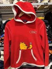 Vintage Winnie The Pooh Disney Fleece Hoodie Red Embroidered Logo Size M