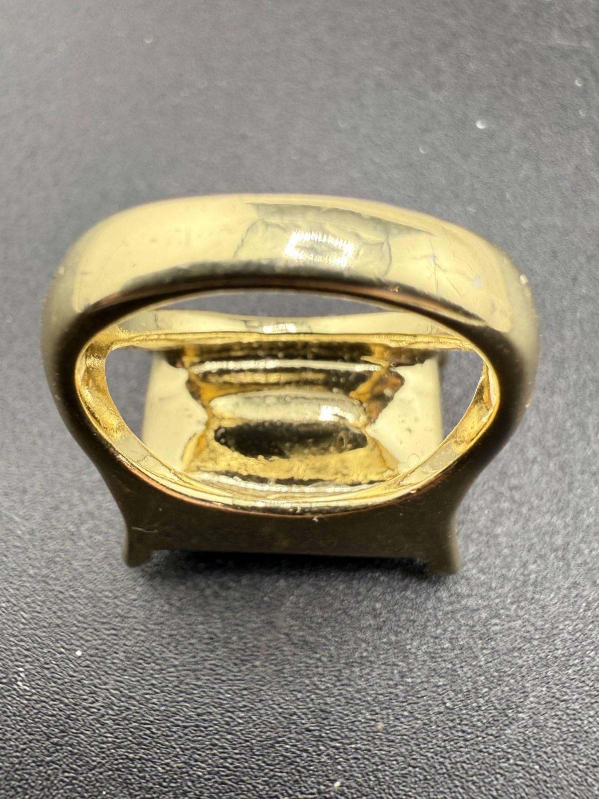 Vintage Statement Ring Blue Rhinestone Chunky Gol… - image 7