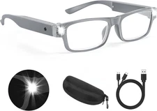 200% Magnifying Glasses with Light,USB Rechargeable LED Lighted Gray 