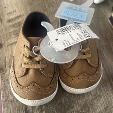 PLACE Brown Sneaker Soft Sole Elastic Laces Canvas Unisex Baby Toddler Shoes