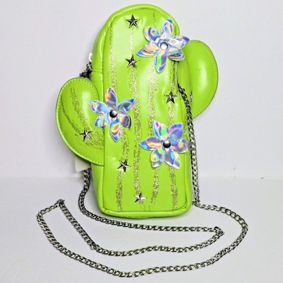 B. ROSY Crossbody Bag By RUBYROSE TURNER Green Cactus 3D Flower Appliqué NEW NWT