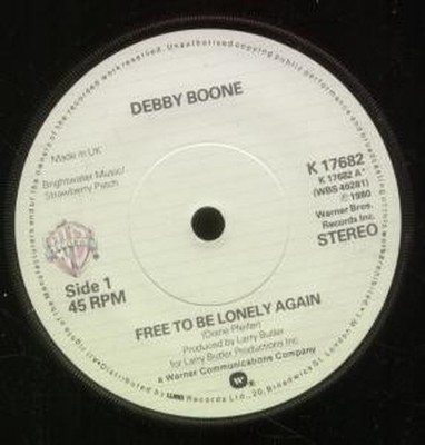 Derby Boone Free To Be Lonely Again 7'' Vinyl UK Warner Bros 1980 B/W Love Put A