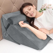 Bed Wedge Pillow Set for Post Surgery, 3PCS Wedge Pillow for Acid Reflux Reli...