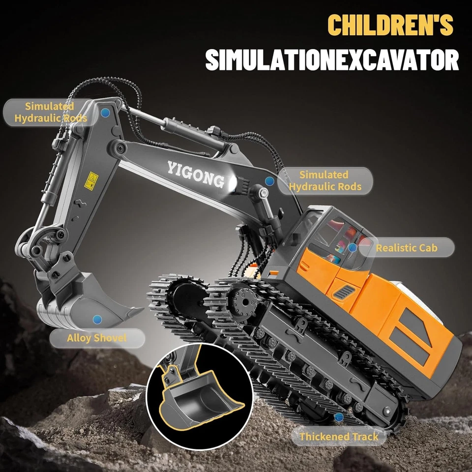 11 Channel RC Construction Metal Shove Heavy Duty Excavator Toy Digger Remote - Image 3 of 4