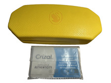 NWO T Swarovski Yellow Eyeglass Case hard Clamshell Swan Logo cleaning cloth